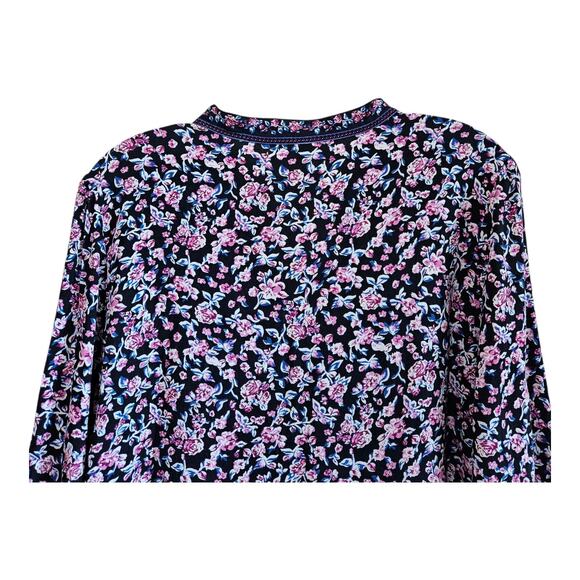 WOMAN WITHIN Women 14 16 Tunic Top Peasant Floral Purple Blue Pink Button Up 40" - Picture 6 of 7